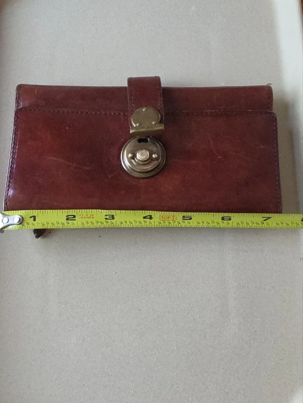 Ralph Lauren Cognac Brown Leather Clasp Wallet